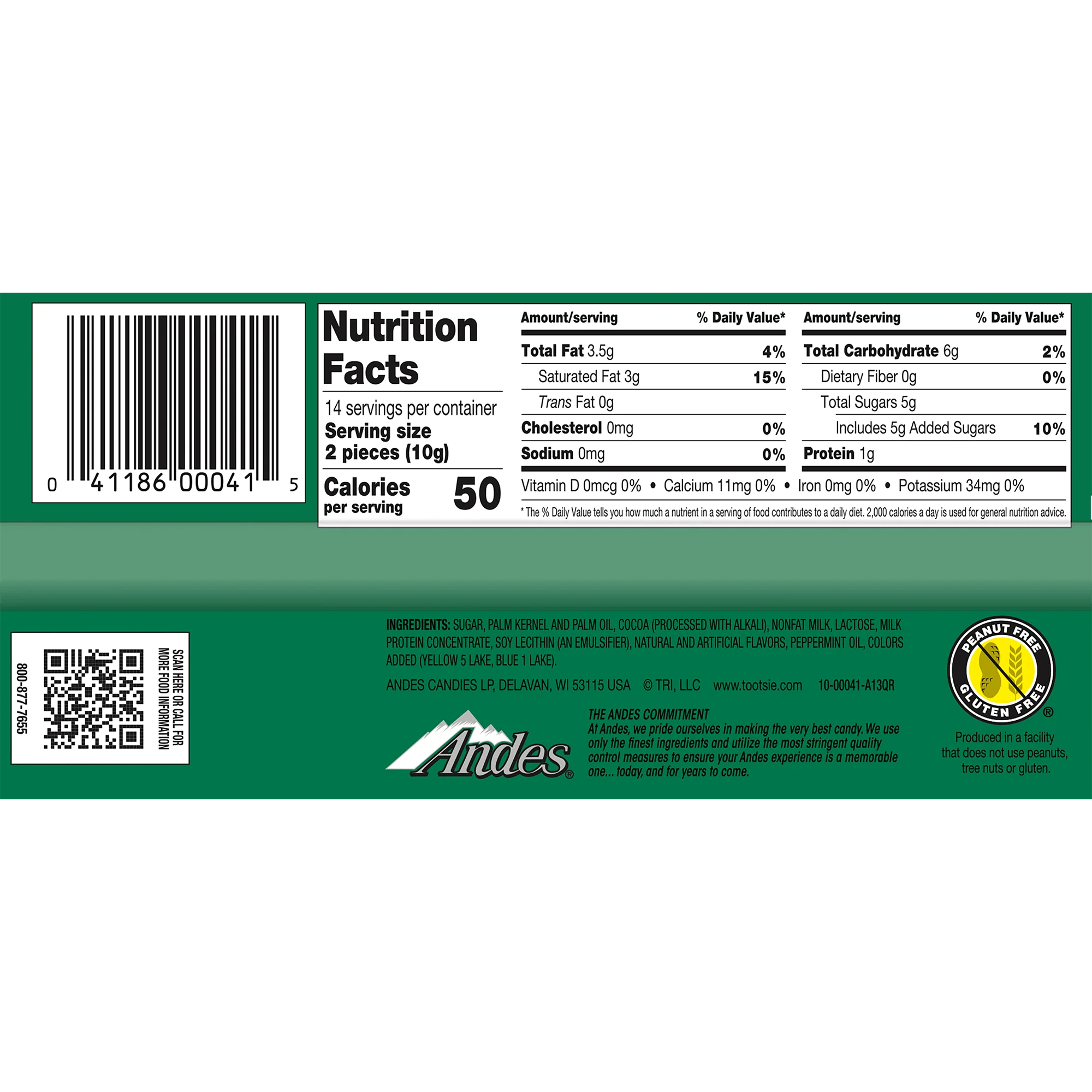 Andes Crème de Menthe Thins (4.67 oz. \/ 28 ct. Box)
