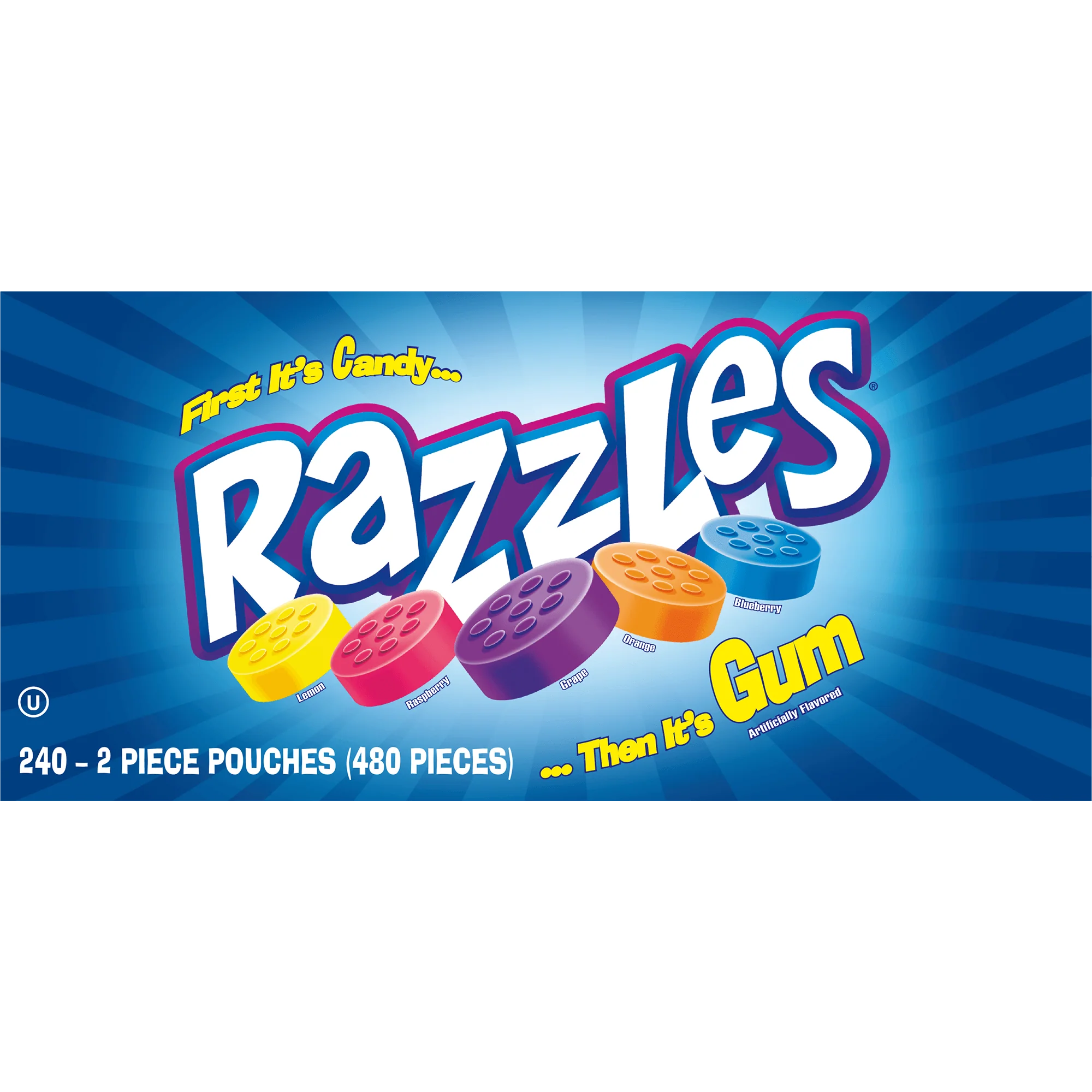 Razzles 2-Piece Fun Size Packs (25.6 oz. / 240 ct. Bag) 2 Razzles 2-Piece Fun Size Packs (25.6 oz. \/ 240 ct. Bag)