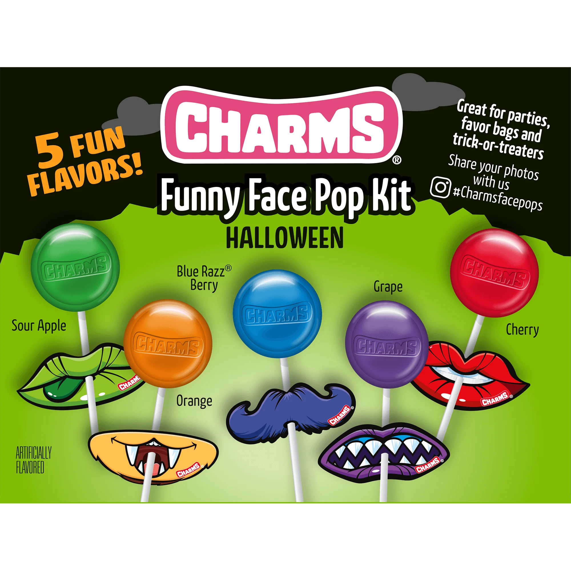 Charms Funny Face Pops Kit (6.35 oz. \/ 30 ct. Box)