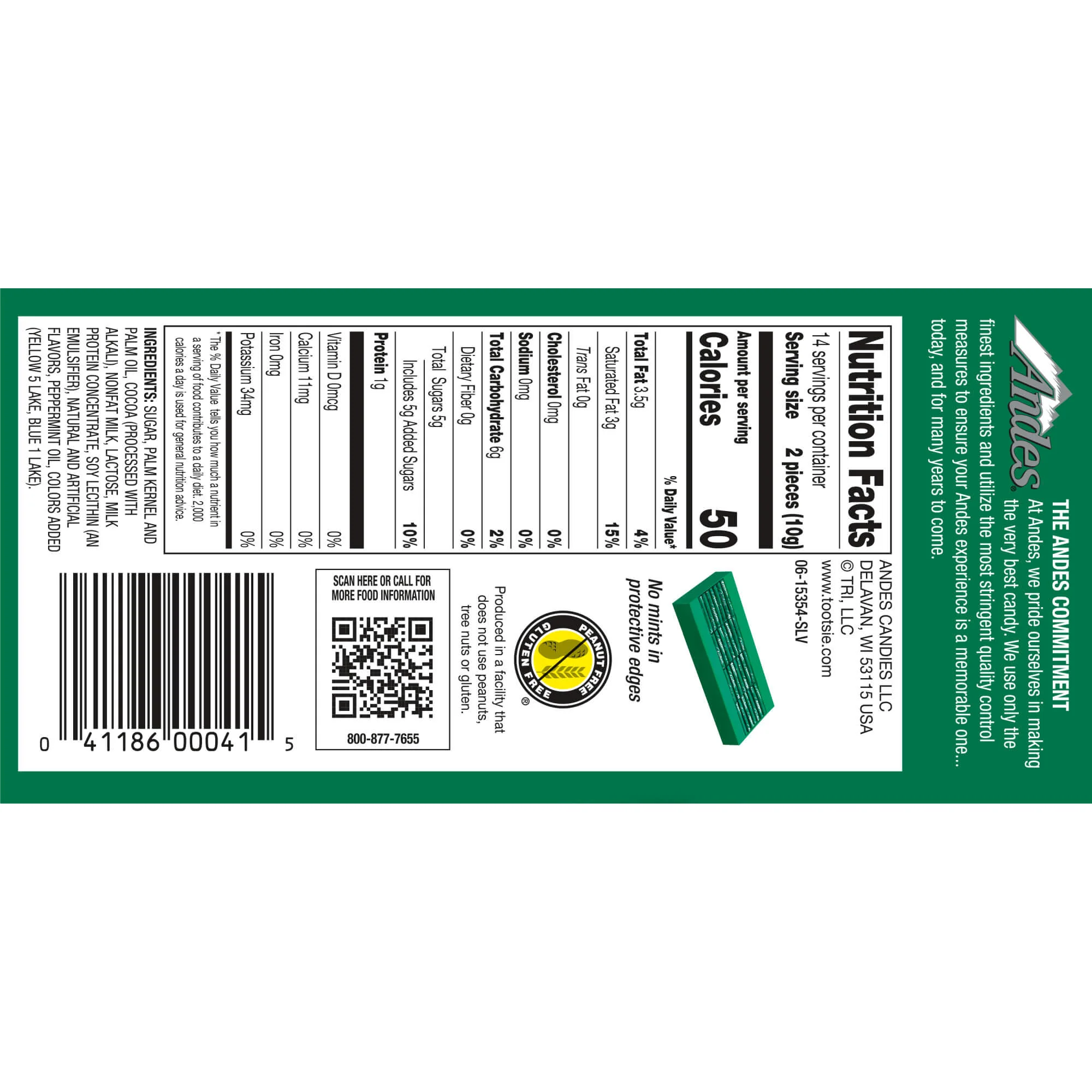 Andes Crème de Menthe Thins Easter Gift Card Sleeve (4.67 oz. Box)